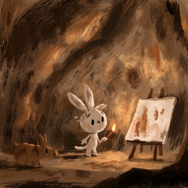Cave painting style, Midjourney V8.2, render 2 of 4