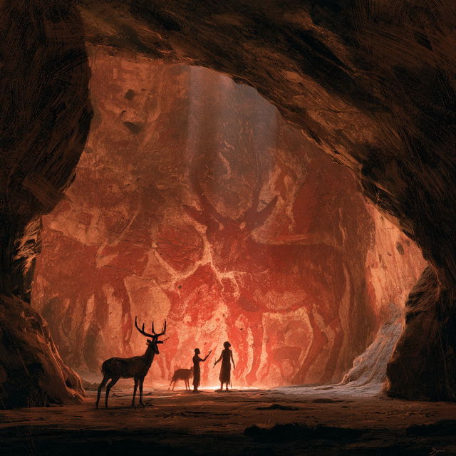 Cave painting style, Midjourney V8.2, render 4 of 4