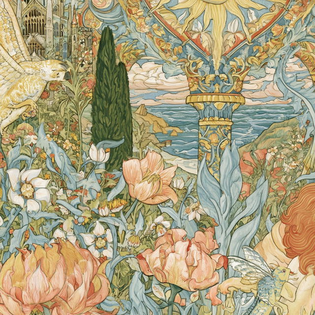 Botanical Nouveau style, Midjourney V8.2, render 1 of 4
