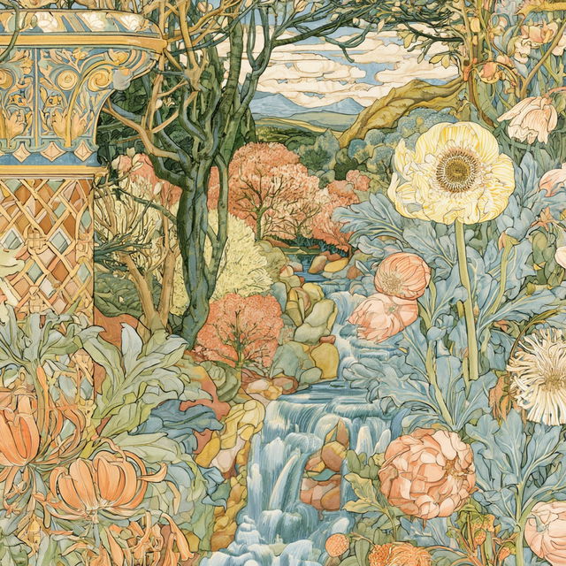 Botanical Nouveau style, Midjourney V8.2, render 3 of 4
