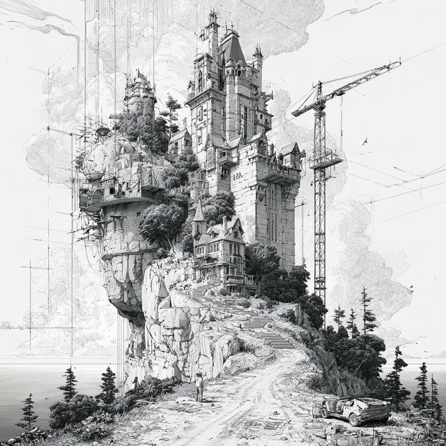 Lithocrenel style, Midjourney V8.2, render 1 of 4