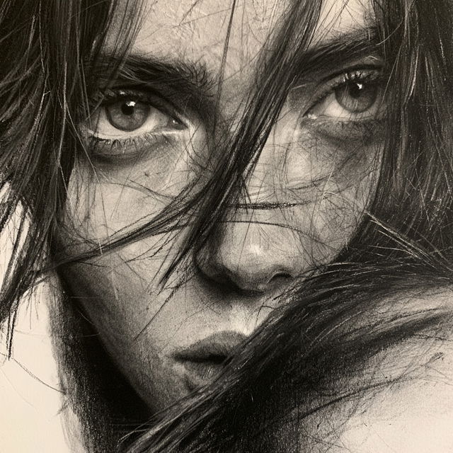 Charcoal drawing style, Midjourney V8.2, render 1 of 4