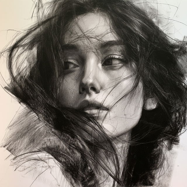 Charcoal drawing style, Midjourney V8.2, render 3 of 4