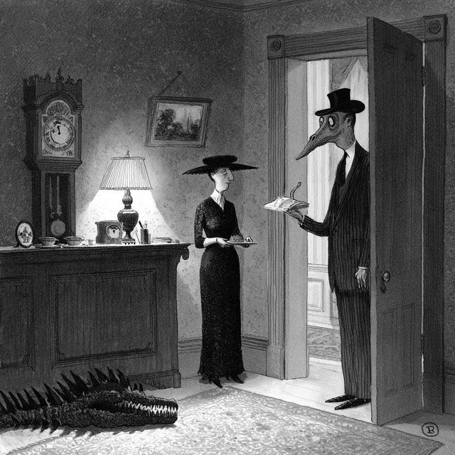 Charles Addams style, Midjourney V8.2, render 1 of 4