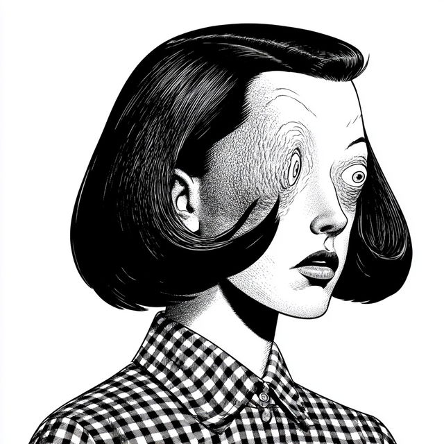 Charles Burns style, Midjourney V8.2, render 3 of 4