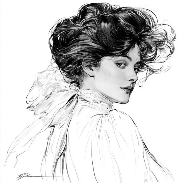 Charles Dana Gibson style, Midjourney V8.2, render 3 of 4
