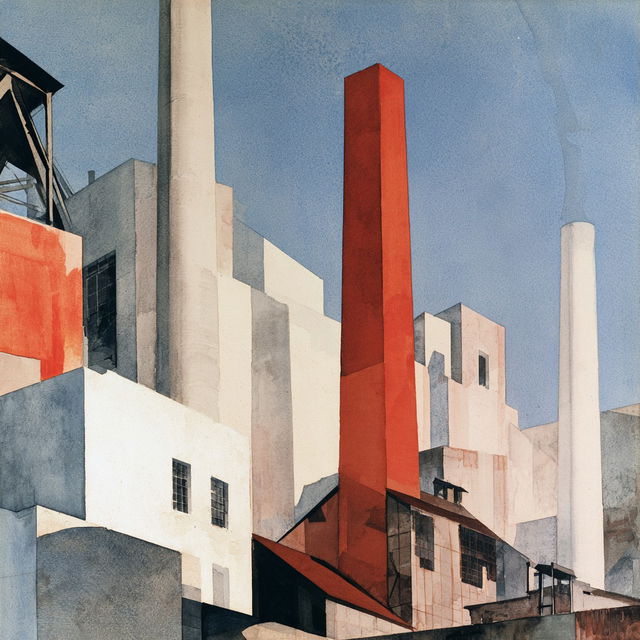Charles Demuth style, Midjourney V8.2, render 1 of 4