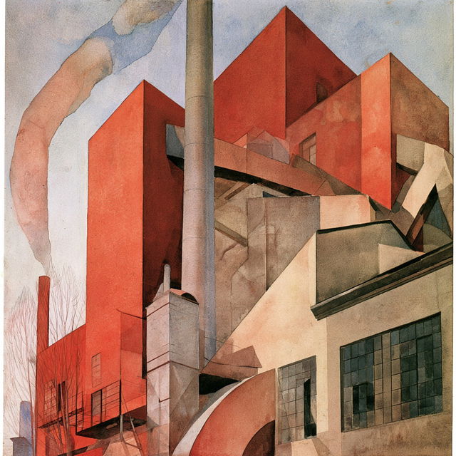 Charles Demuth style, Midjourney V8.2, render 4 of 4