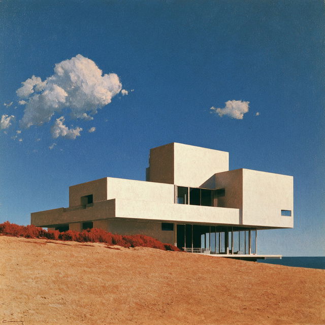 Charles Gwathmey style, Midjourney V8.2, render 3 of 4