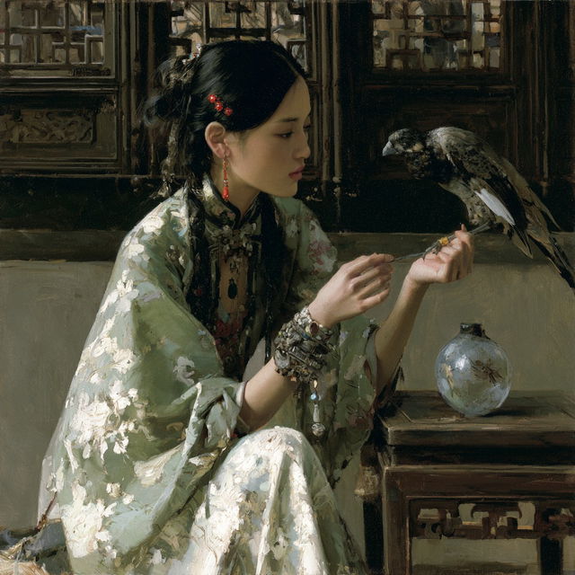 Chen Yifei style, Midjourney V8.2, render 1 of 4