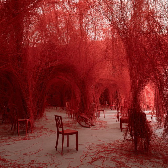 Chiharu Shiota style, Midjourney V8.2, render 2 of 4