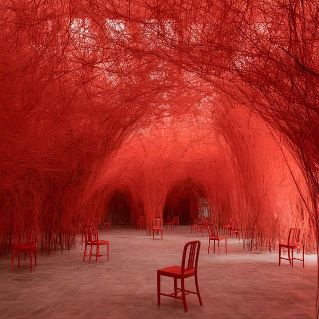 Chiharu Shiota style, Midjourney V8.2, render 1 of 4