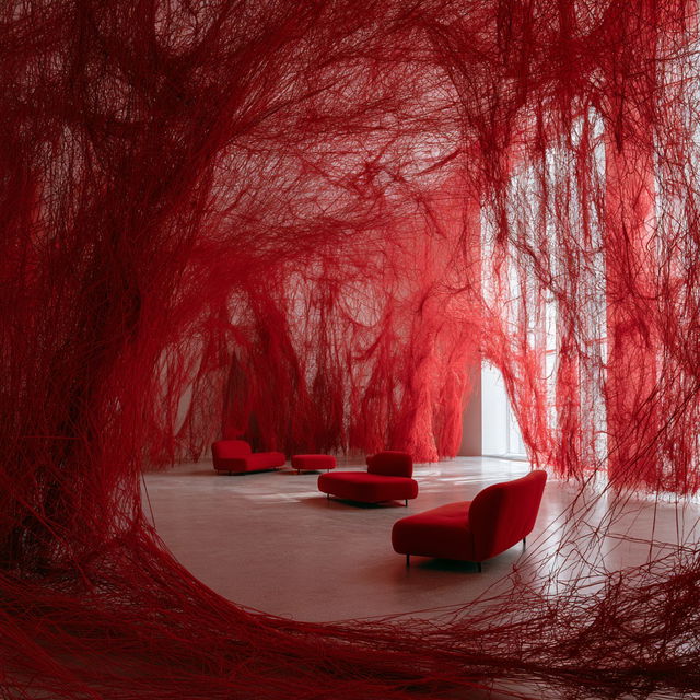 Chiharu Shiota style, Midjourney V8.2, render 4 of 4