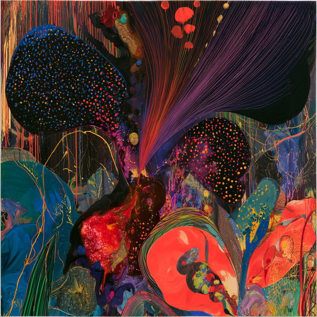 Chris Ofili style, Midjourney V8.2, render 2 of 4
