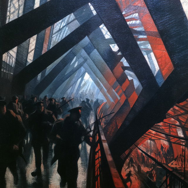 Christopher R. W. Nevinson style, Midjourney V8.2, render 2 of 4