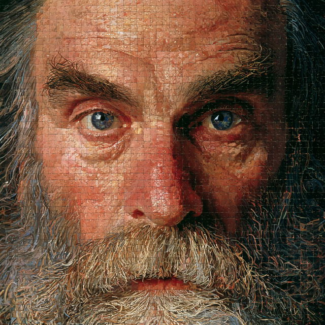 Chuck Close style, Midjourney V8.2, render 2 of 4