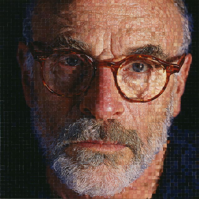 Chuck Close style, Midjourney V8.2, render 1 of 4