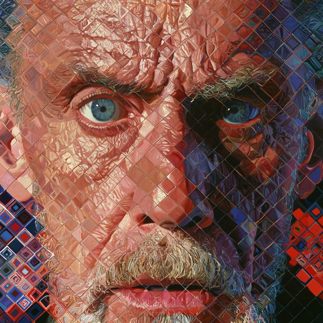 Chuck Close style, Midjourney V8.2, render 4 of 4