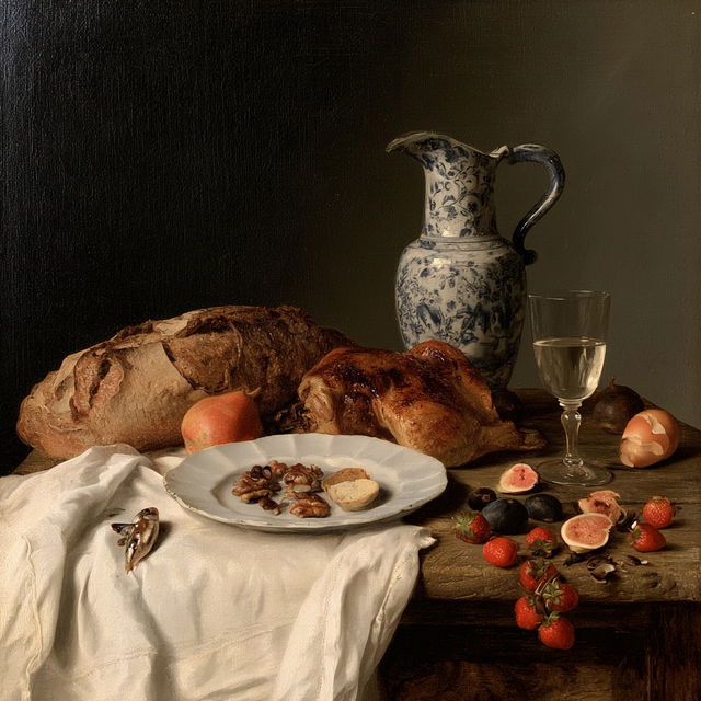 Clara Peeters style, Midjourney V8.2, render 1 of 4
