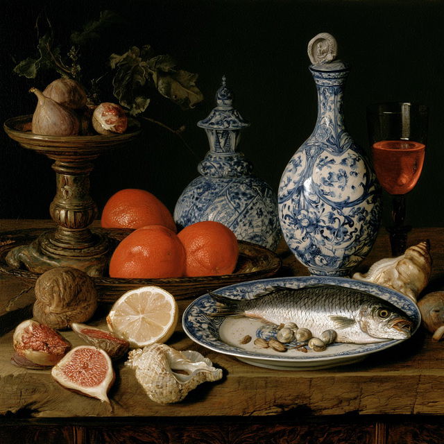 Clara Peeters style, Midjourney V8.2, render 4 of 4