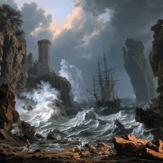 Claude-Joseph Vernet style, Midjourney V8.2, render 2 of 4