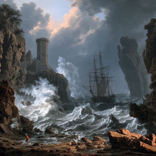 Claude-Joseph Vernet style, Midjourney V8.2, render 2 of 4