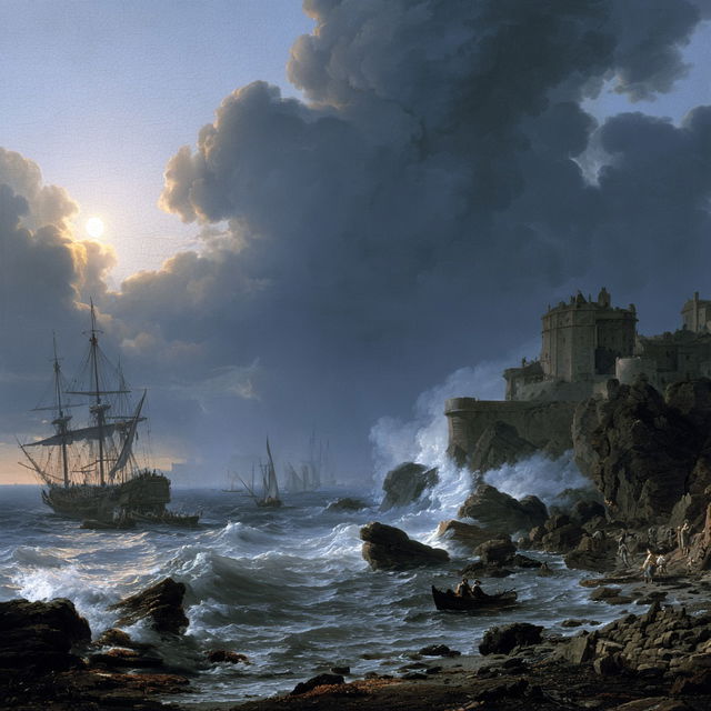 Claude-Joseph Vernet style, Midjourney V8.2, render 1 of 4