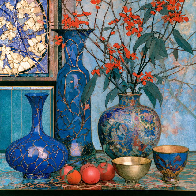 Cloisonnism style, Midjourney V8.2, render 2 of 4
