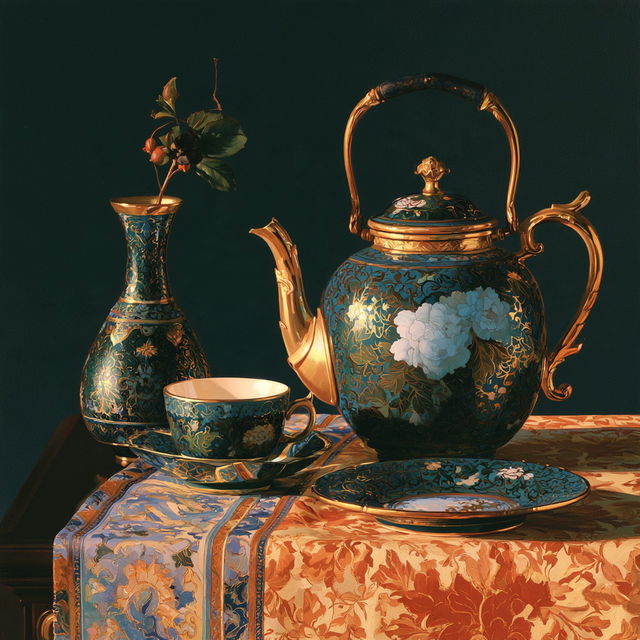 Cloisonnism style, Midjourney V8.2, render 1 of 4