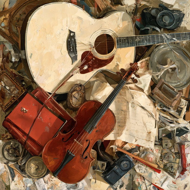 Cluttered composition style, Midjourney V8.2, render 2 of 4