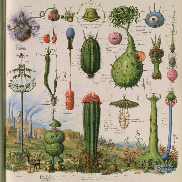 Codex Seraphinianus style, Midjourney V8.2, render 1 of 4