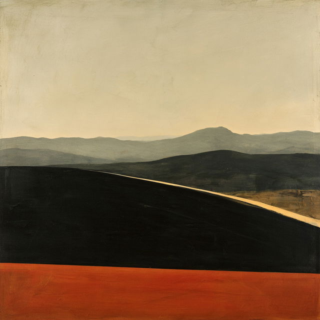 Colin McCahon style, Midjourney V8.2, render 4 of 4