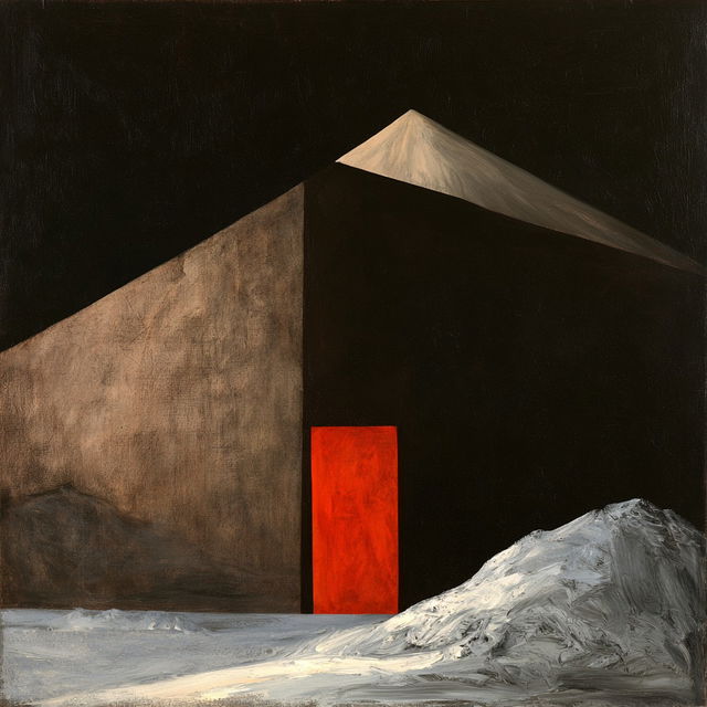 Colin McCahon style, Midjourney V8.2, render 3 of 4