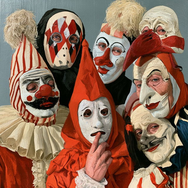 Commedia dell'Arte style, Midjourney V8.2, render 2 of 4
