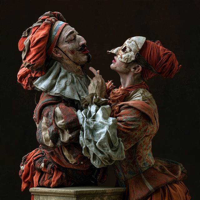 Commedia dell'Arte style, Midjourney V8.2, render 4 of 4