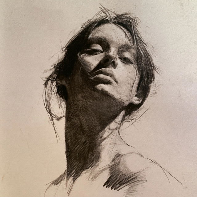 Conte drawing style, Midjourney V8.2, render 2 of 4
