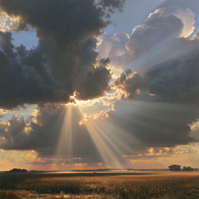 Crepuscular rays style, Midjourney V8.2, render 1 of 4