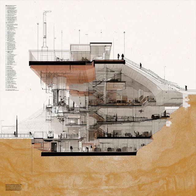 Cross-section diagram style, Midjourney V8.2, render 2 of 4