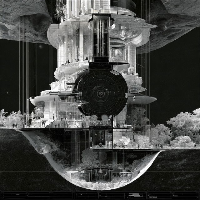 Cross-section diagram style, Midjourney V8.2, render 4 of 4