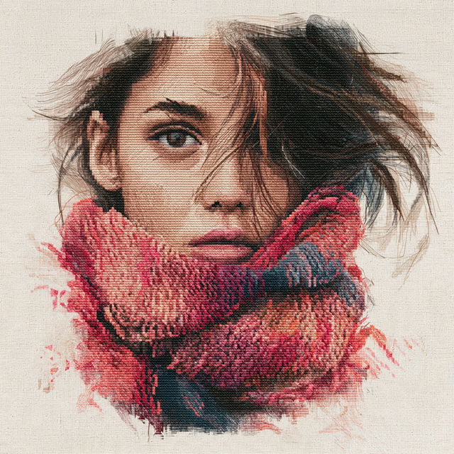 Cross-stitching style, Midjourney V8.2, render 1 of 4