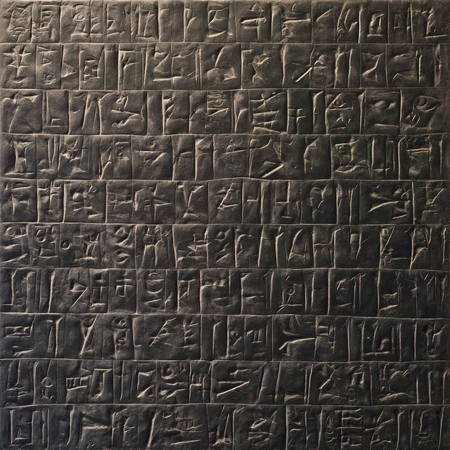 Cuneiform style, Midjourney V8.2, render 2 of 4