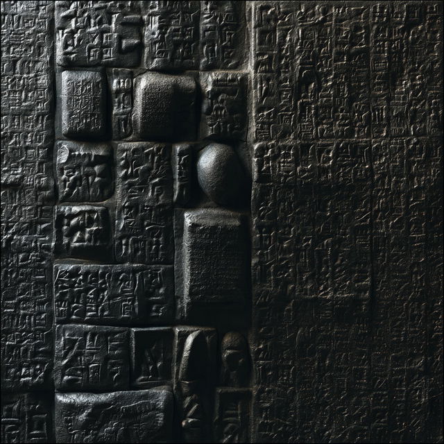 Cuneiform style, Midjourney V8.2, render 1 of 4