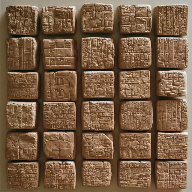 Cuneiform style, Midjourney V8.2, render 3 of 4