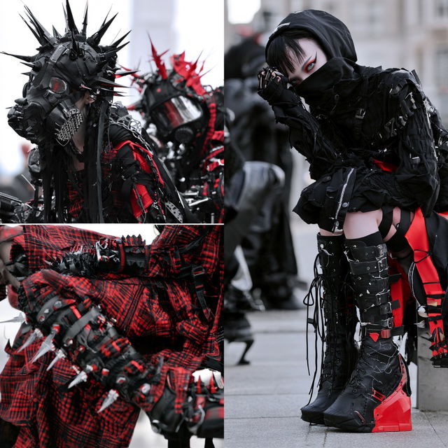 Cybergoth fashion style, Midjourney V8.2, render 2 of 4