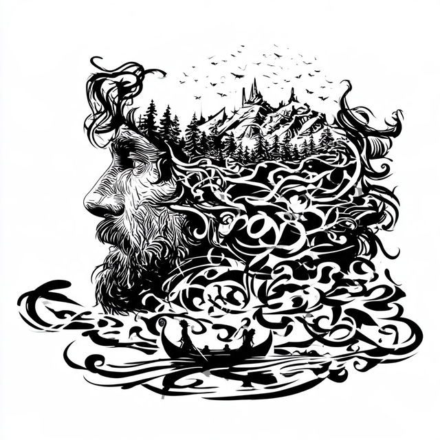 Rusalka Curlwork style, Midjourney V8.2, render 2 of 4