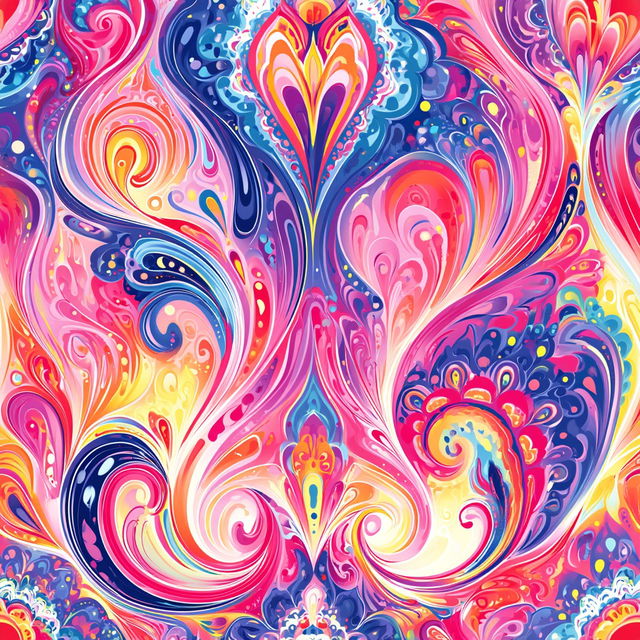 Neon Paisley Riso style, Midjourney V8.2, render 4 of 4