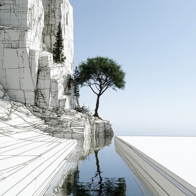 Limestone Mirror Gardens style, Midjourney V8.2, render 4 of 4