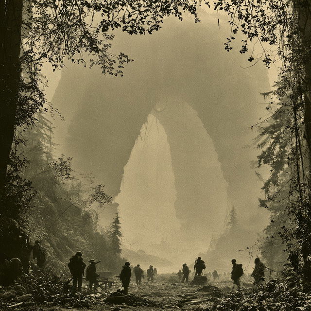 Sepia Etched Expeditions style, Midjourney V8.2, render 2 of 4