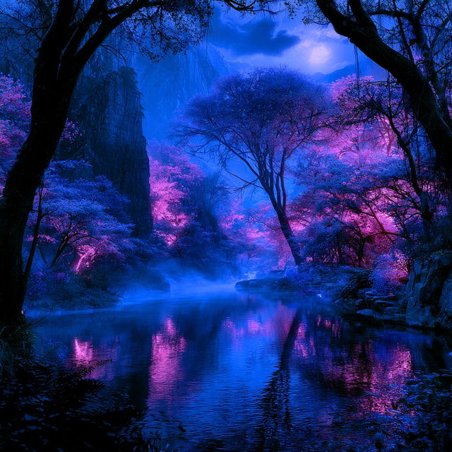 Bioluminochromism style, Midjourney V8.2, render 1 of 4