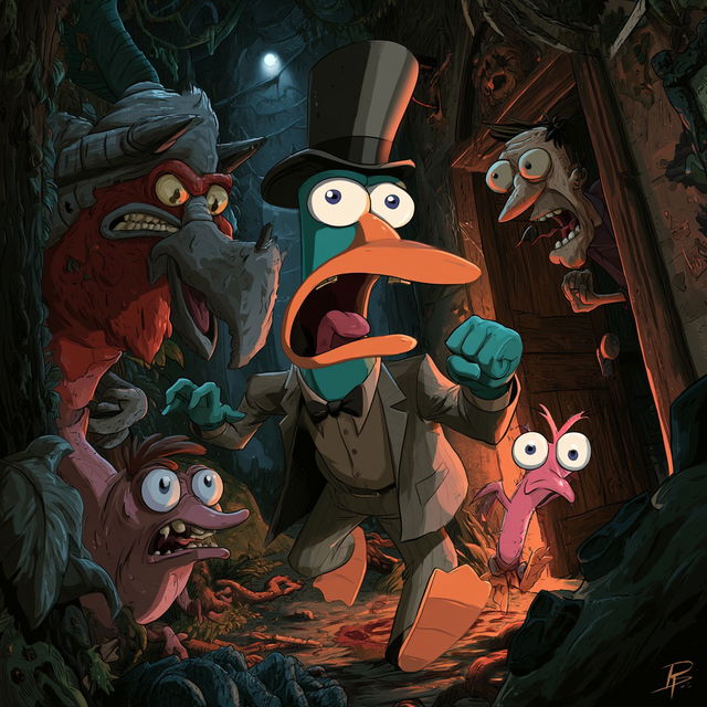 Dan Povenmire style, Midjourney V8.2, render 3 of 4